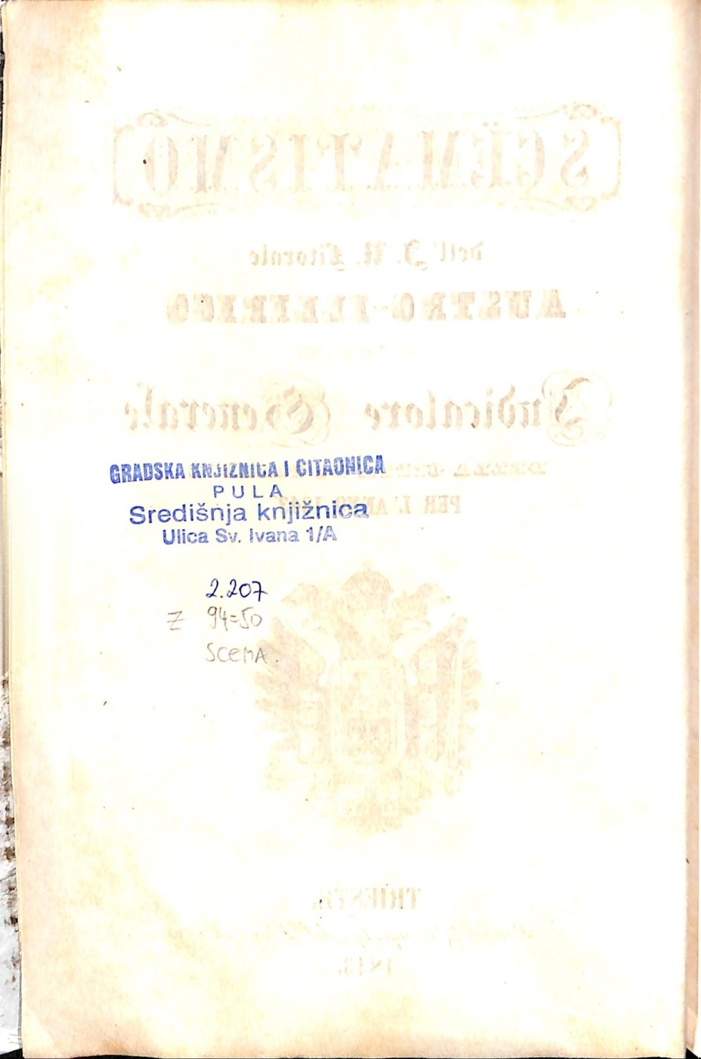Scematismo dell'I. R. Litorale Austro-Illirico ed unitovi Indicatore generale della Città di Tr  · Str. 6