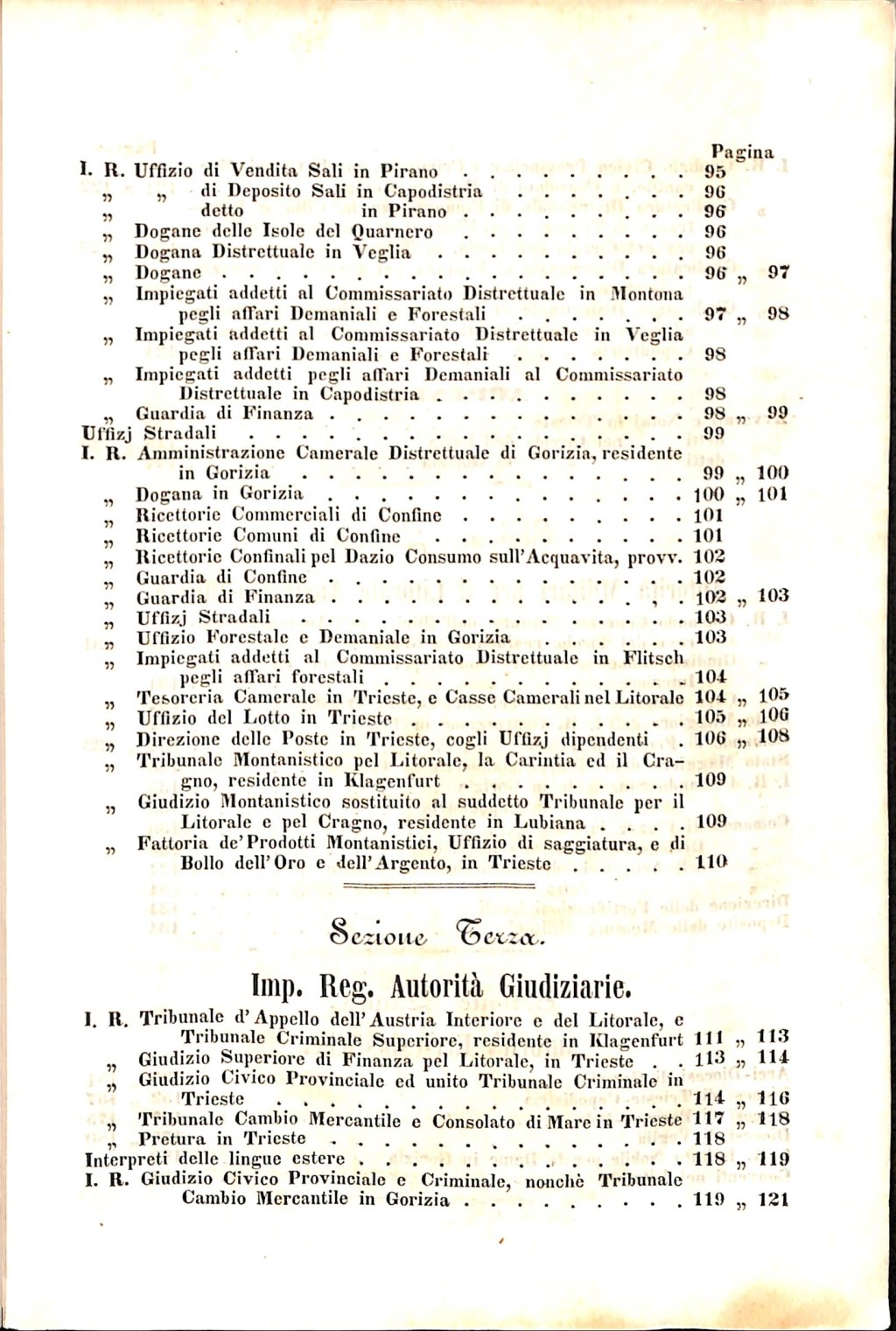 Scematismo dell'I. R. Litorale Austro-Illirico ed unitovi Indicatore generale della Città di Tr  · Str. 9