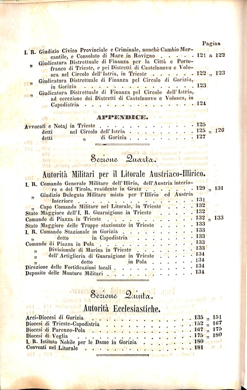 Scematismo dell'I. R. Litorale Austro-Illirico ed unitovi Indicatore generale della Città di Tr  · Str. 10