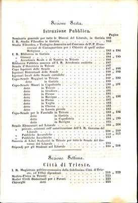 Scematismo dell'I. R. Litorale Austro-Illirico ed unitovi Indicatore generale della Città di Tr  · Str. 11