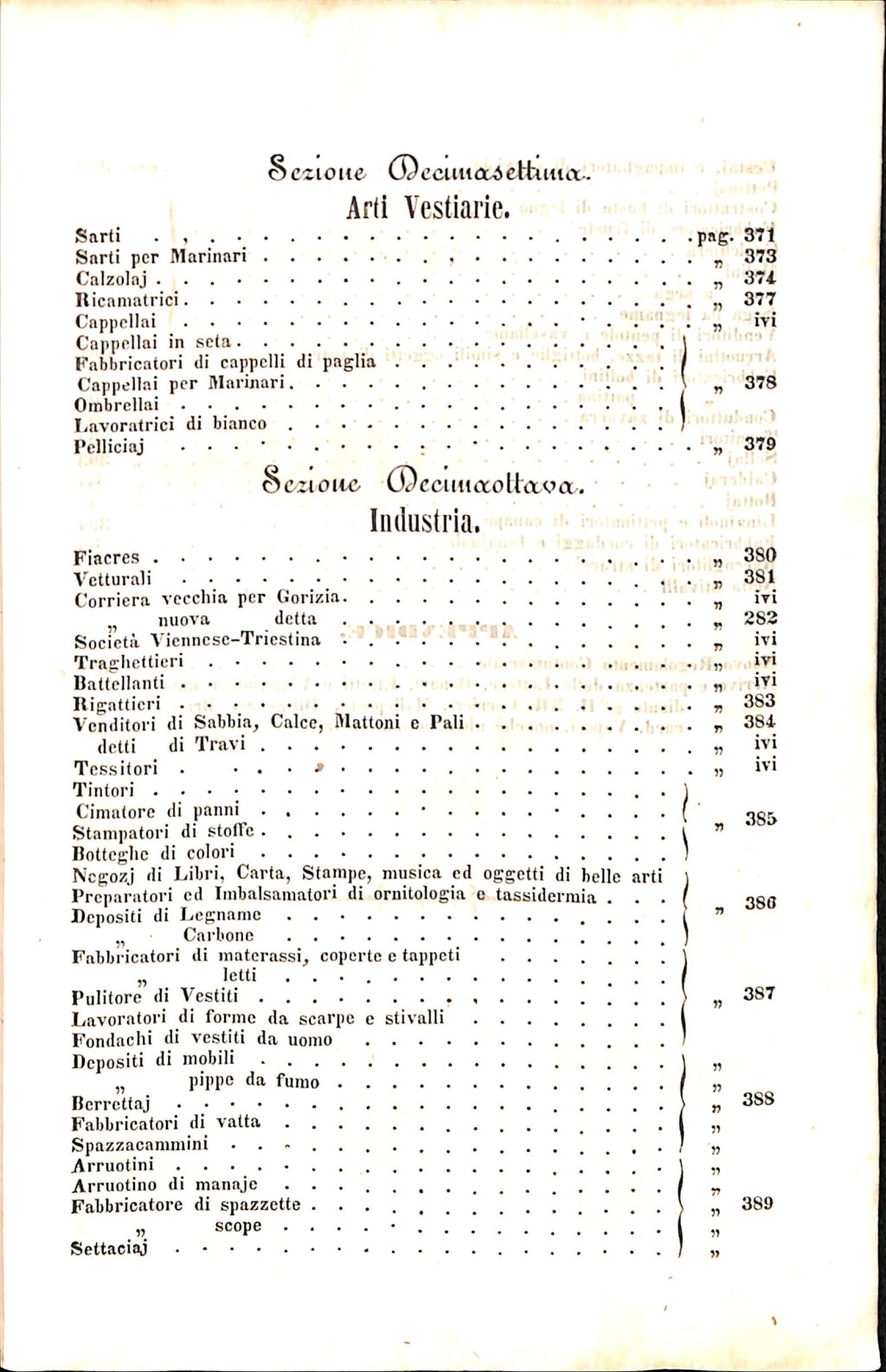 Scematismo dell'I. R. Litorale Austro-Illirico ed unitovi Indicatore generale della Città di Tr  · Str. 19