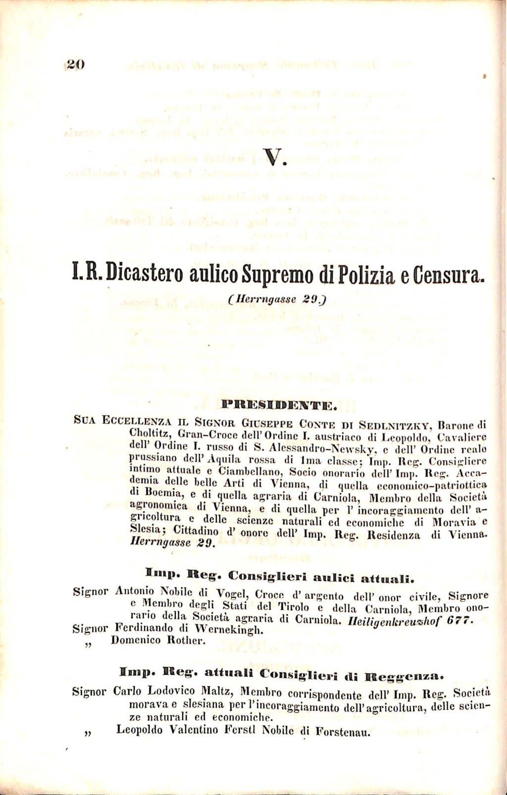 Scematismo dell'I. R. Litorale Austro-Illirico ed unitovi Indicatore generale della Città di Tr  · Str. 40