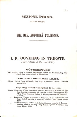 Scematismo dell'I. R. Litorale Austro-Illirico ed unitovi Indicatore generale della Città di Tr  · Str. 61