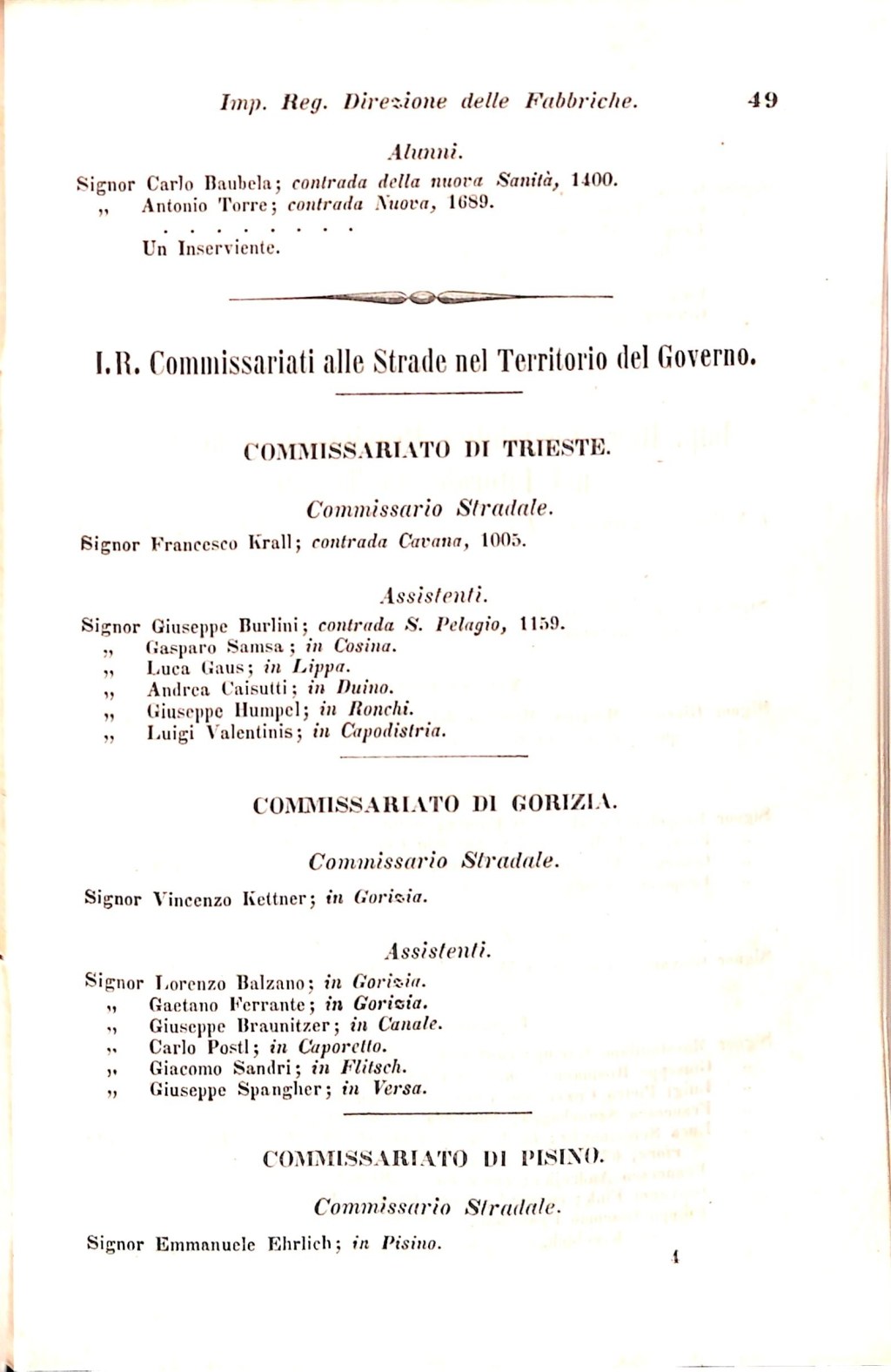 Scematismo dell'I. R. Litorale Austro-Illirico ed unitovi Indicatore generale della Città di Tr  · Str. 69
