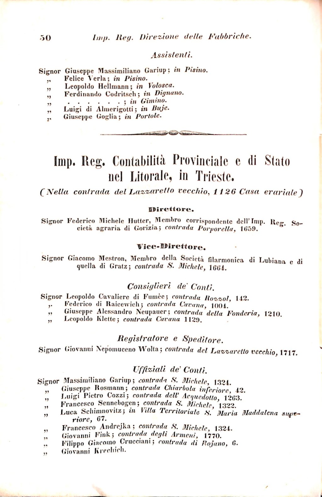 Scematismo dell'I. R. Litorale Austro-Illirico ed unitovi Indicatore generale della Città di Tr  · Str. 70