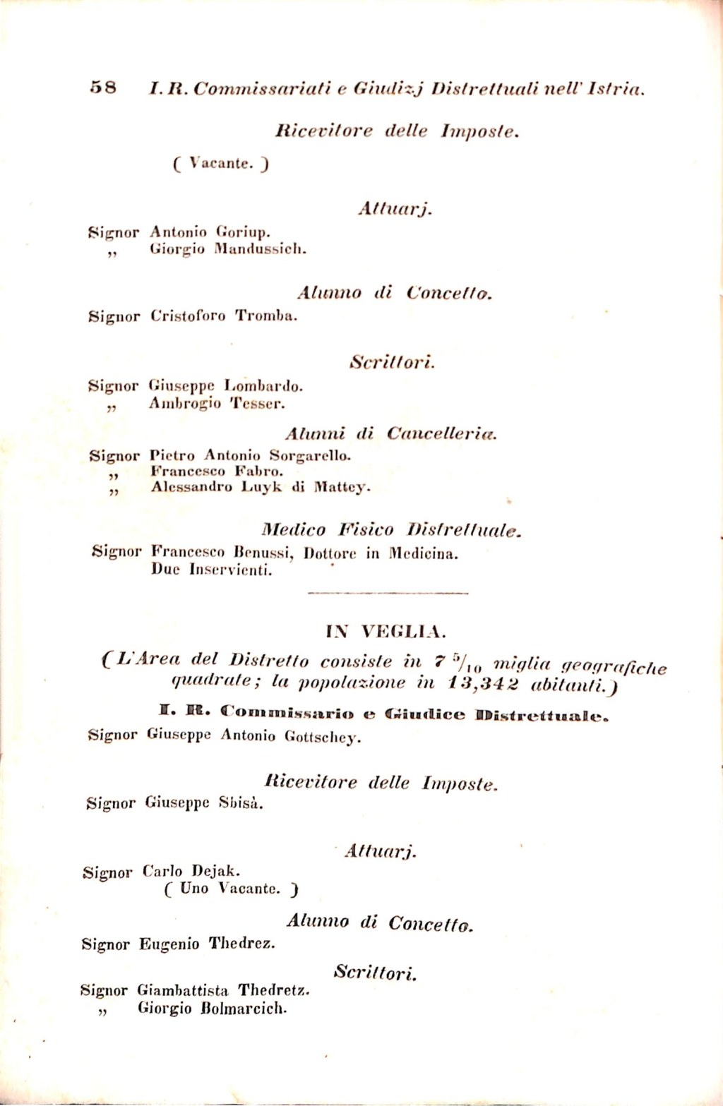 Scematismo dell'I. R. Litorale Austro-Illirico ed unitovi Indicatore generale della Città di Tr  · Str. 78