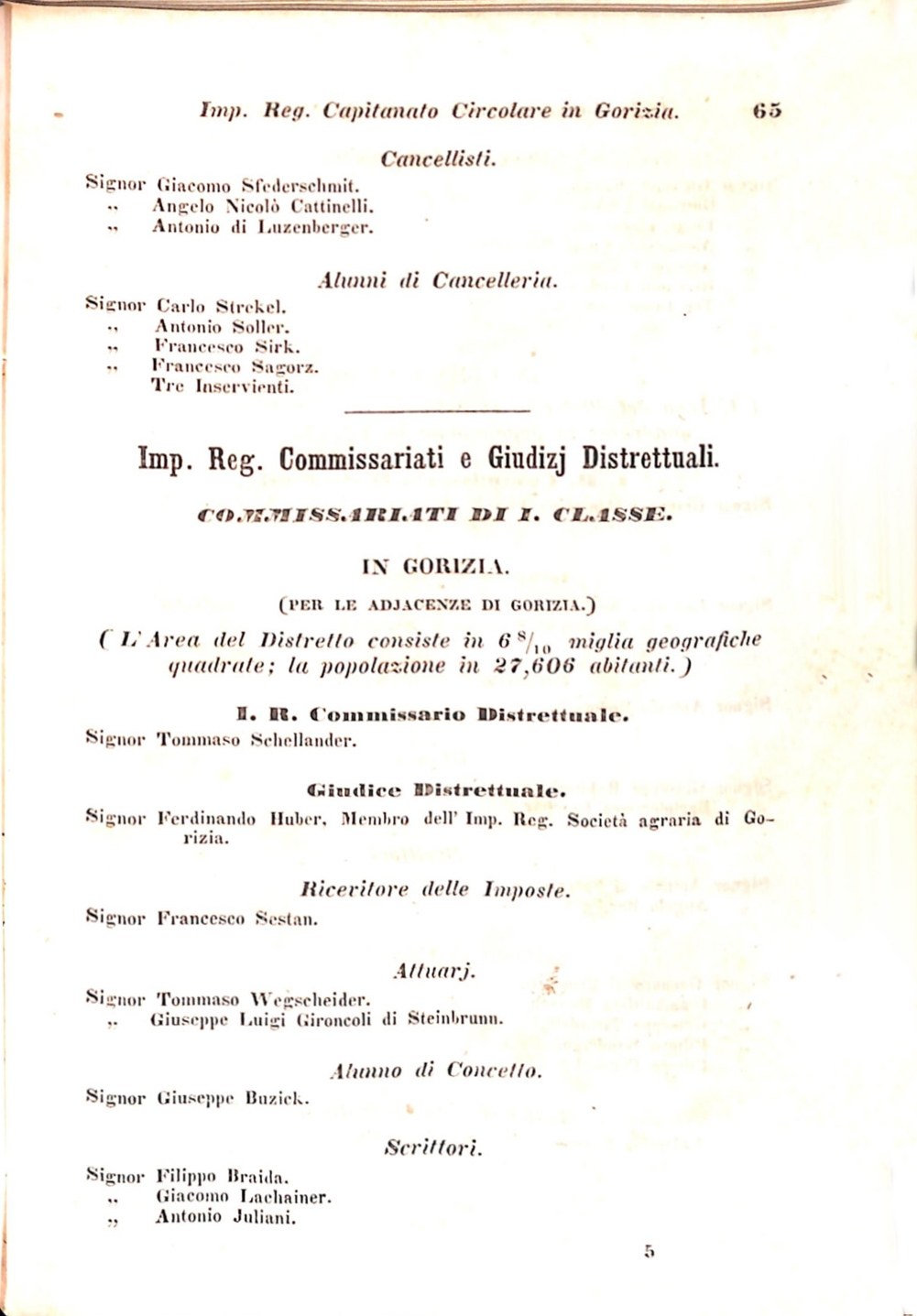 Scematismo dell'I. R. Litorale Austro-Illirico ed unitovi Indicatore generale della Città di Tr  · Str. 85