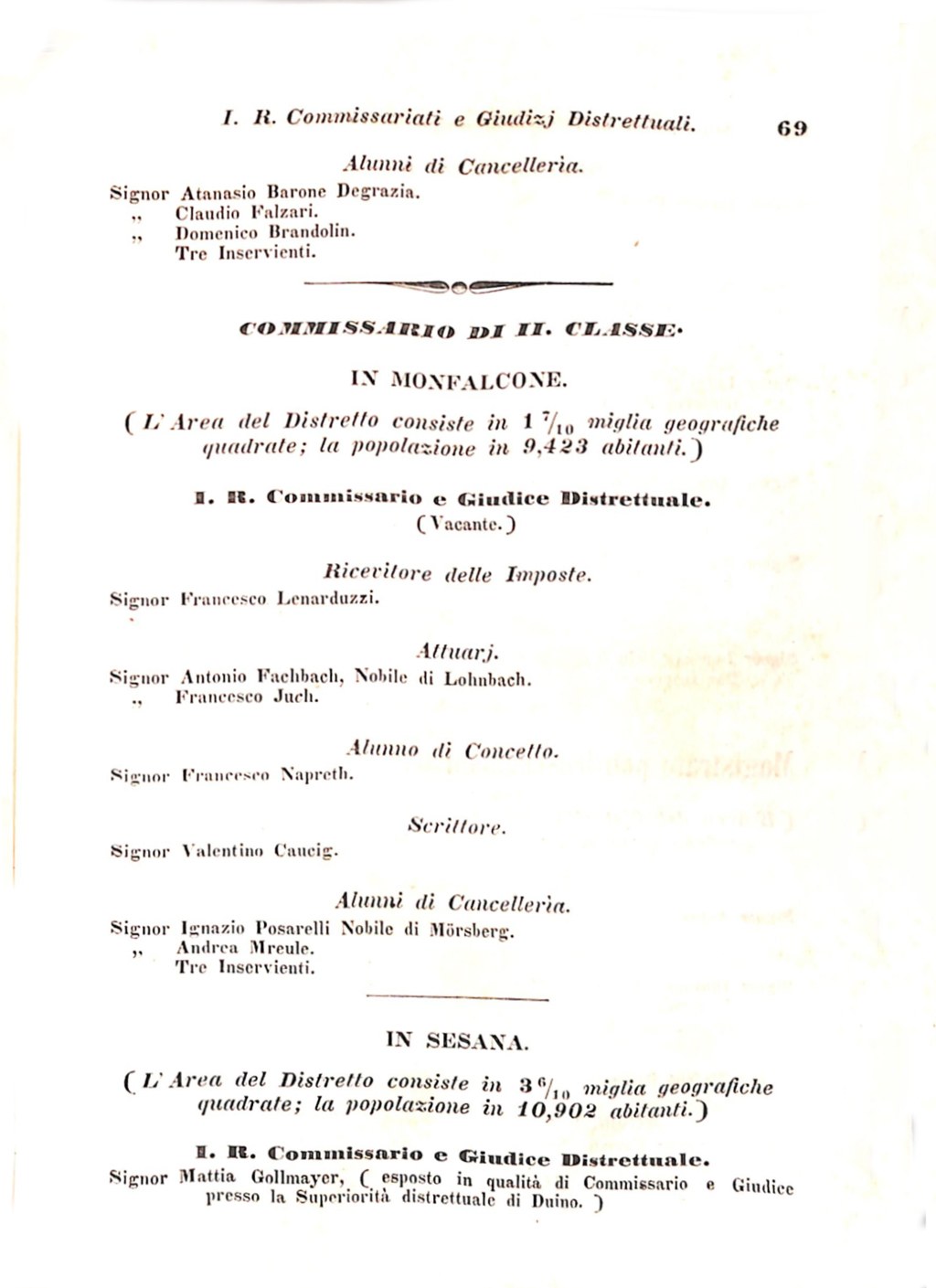 Scematismo dell'I. R. Litorale Austro-Illirico ed unitovi Indicatore generale della Città di Tr  · Str. 89