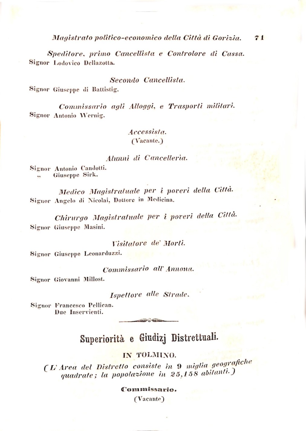 Scematismo dell'I. R. Litorale Austro-Illirico ed unitovi Indicatore generale della Città di Tr  · Str. 91