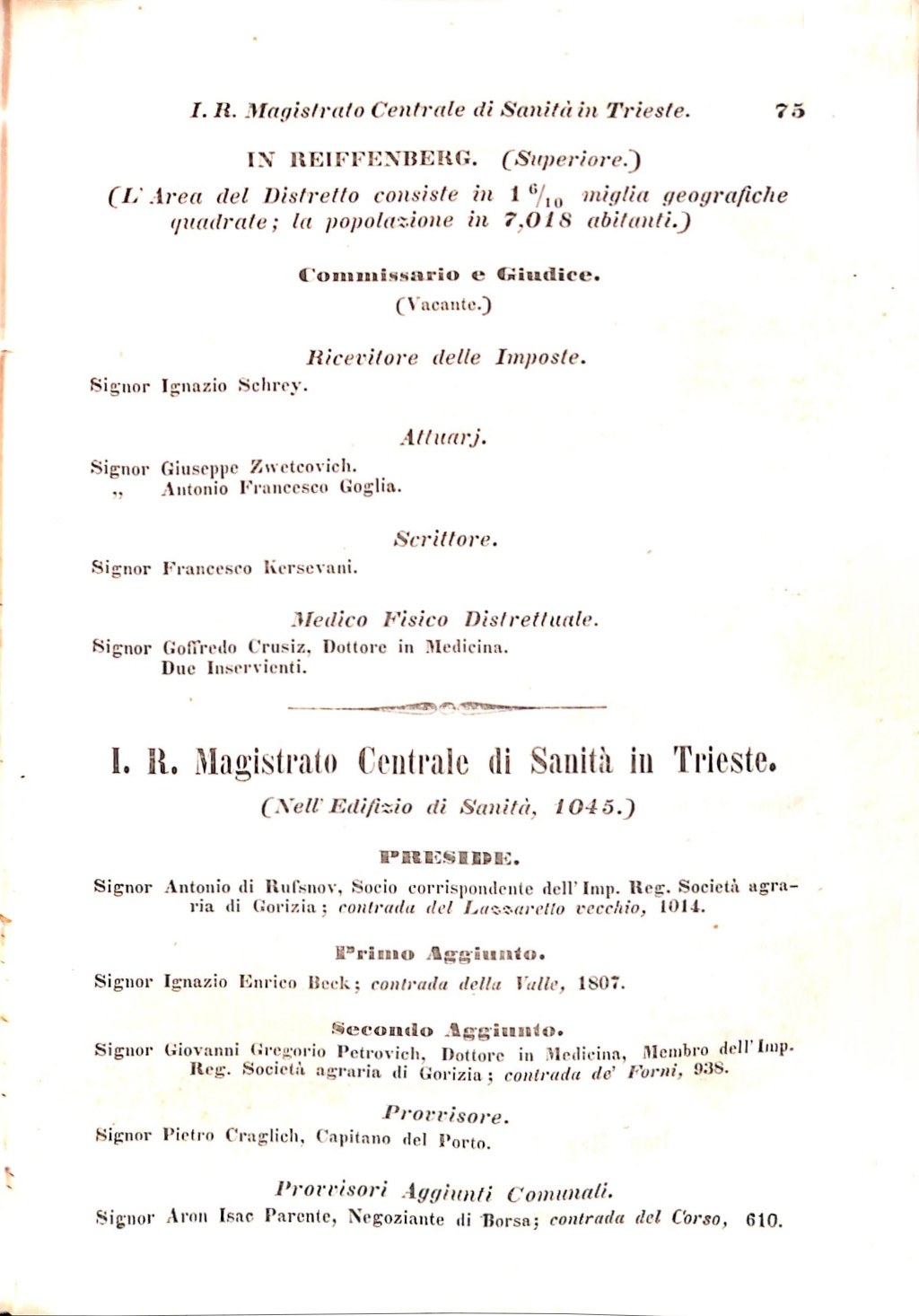 Scematismo dell'I. R. Litorale Austro-Illirico ed unitovi Indicatore generale della Città di Tr  · Str. 95