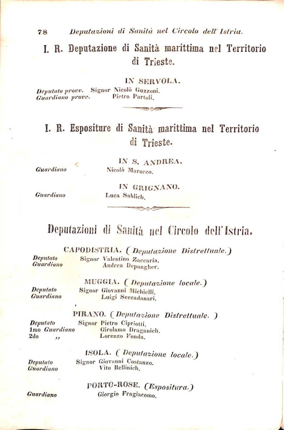 Scematismo dell'I. R. Litorale Austro-Illirico ed unitovi Indicatore generale della Città di Tr  · Str. 98