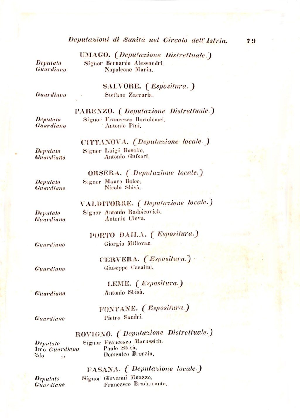 Scematismo dell'I. R. Litorale Austro-Illirico ed unitovi Indicatore generale della Città di Tr  · Str. 99