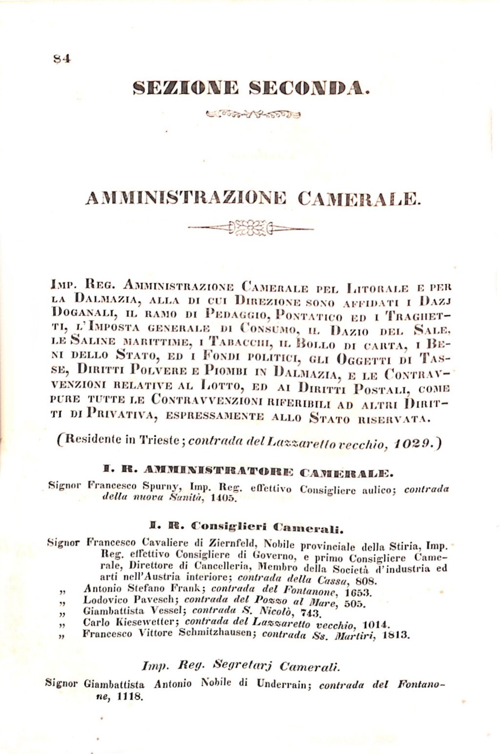 Scematismo dell'I. R. Litorale Austro-Illirico ed unitovi Indicatore generale della Città di Tr  · Str. 104