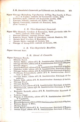 Scematismo dell'I. R. Litorale Austro-Illirico ed unitovi Indicatore generale della Città di Tr  · Str. 105