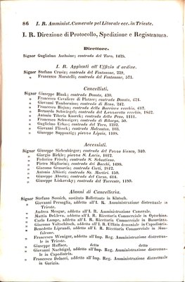 Scematismo dell'I. R. Litorale Austro-Illirico ed unitovi Indicatore generale della Città di Tr  · Str. 106