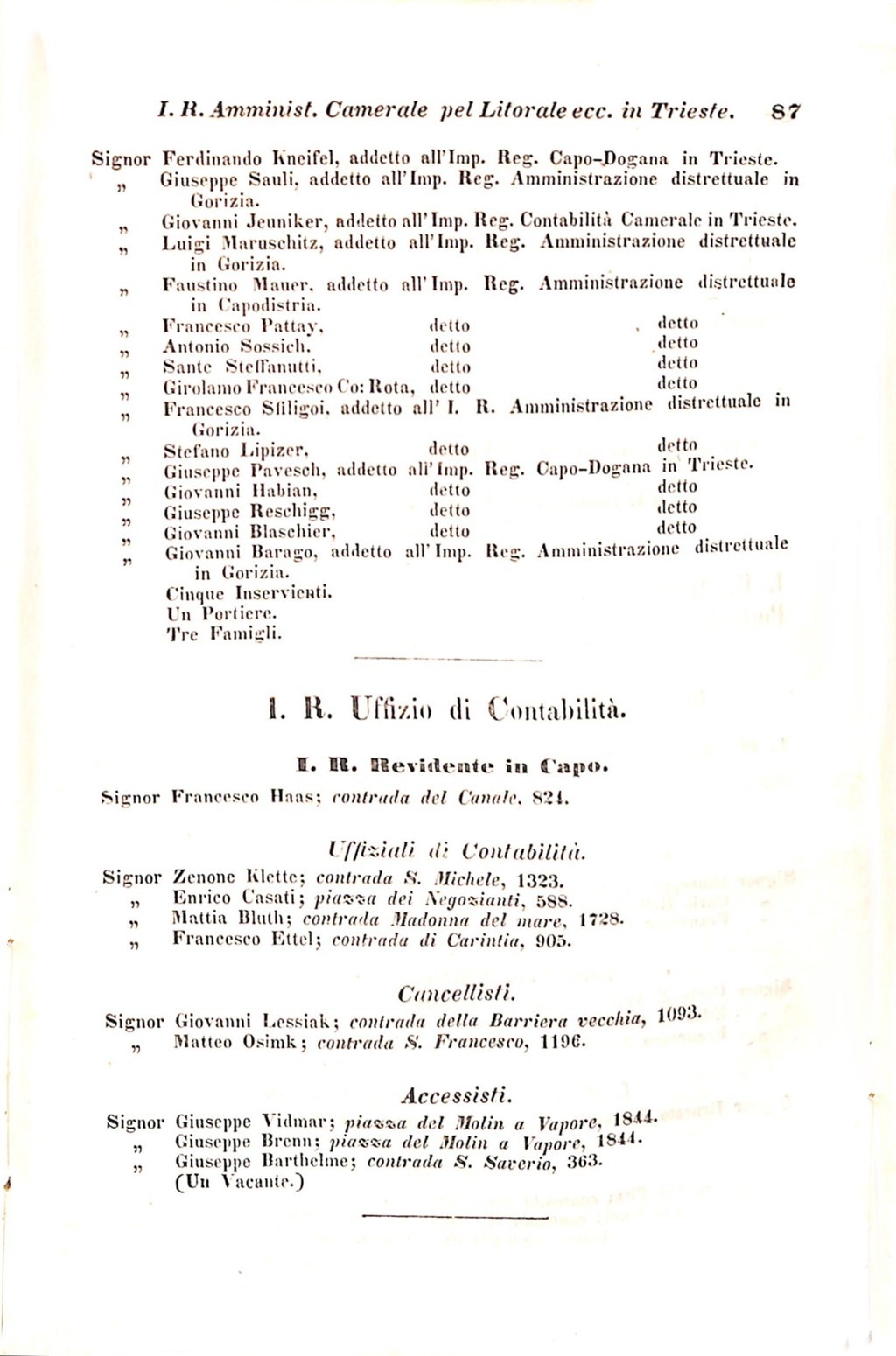 Scematismo dell'I. R. Litorale Austro-Illirico ed unitovi Indicatore generale della Città di Tr  · Str. 107