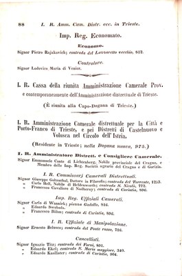 Scematismo dell'I. R. Litorale Austro-Illirico ed unitovi Indicatore generale della Città di Tr  · Str. 108