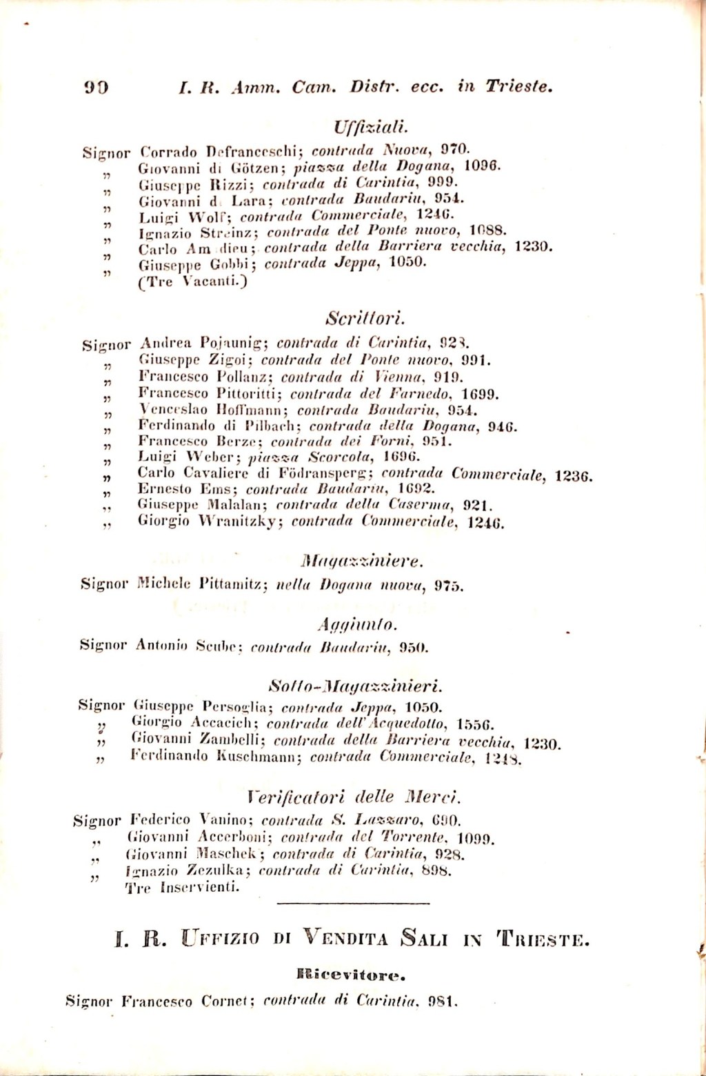 Scematismo dell'I. R. Litorale Austro-Illirico ed unitovi Indicatore generale della Città di Tr  · Str. 110