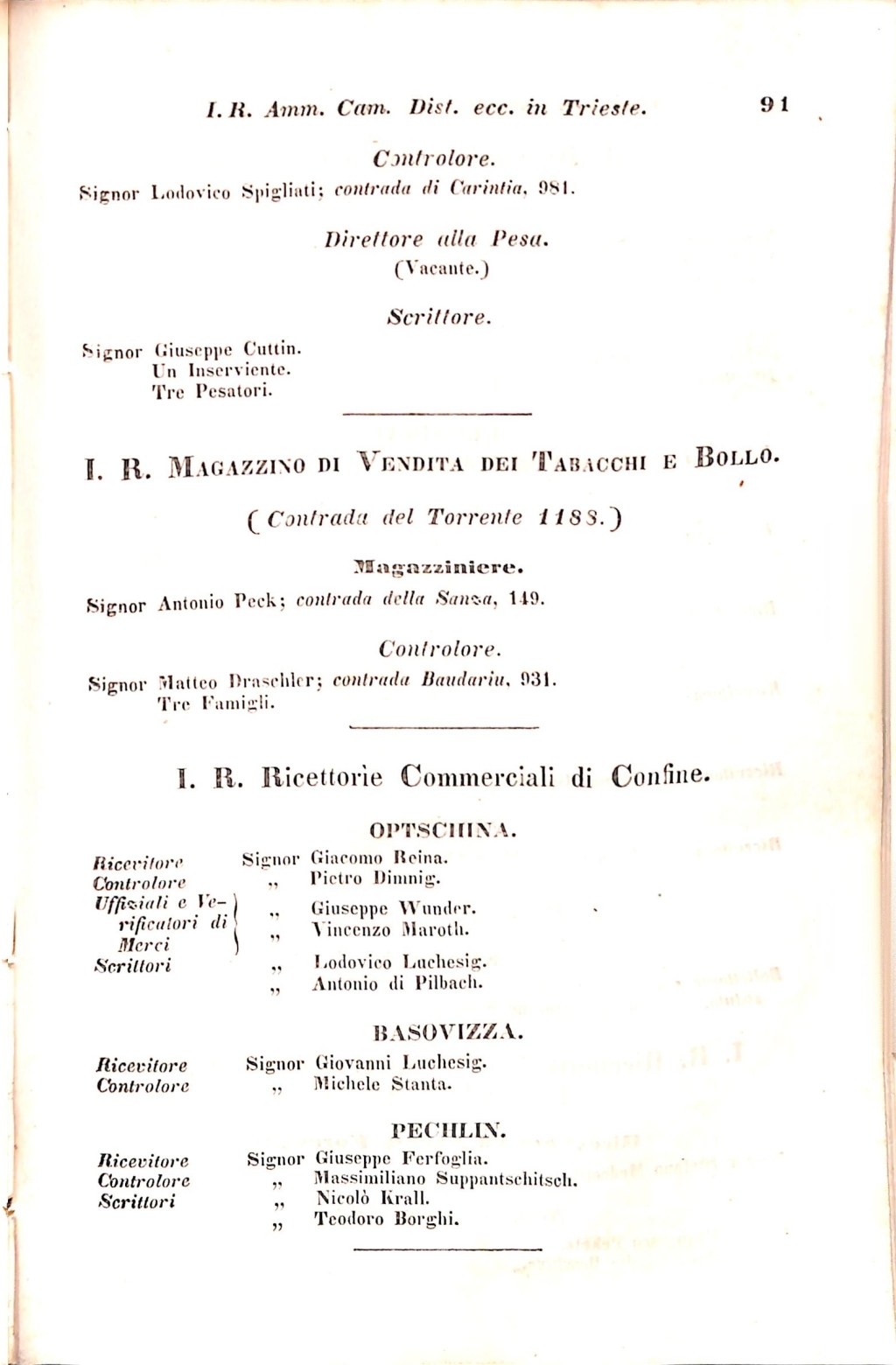 Scematismo dell'I. R. Litorale Austro-Illirico ed unitovi Indicatore generale della Città di Tr  · Str. 111