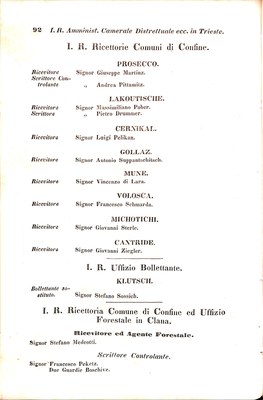 Scematismo dell'I. R. Litorale Austro-Illirico ed unitovi Indicatore generale della Città di Tr  · Str. 112