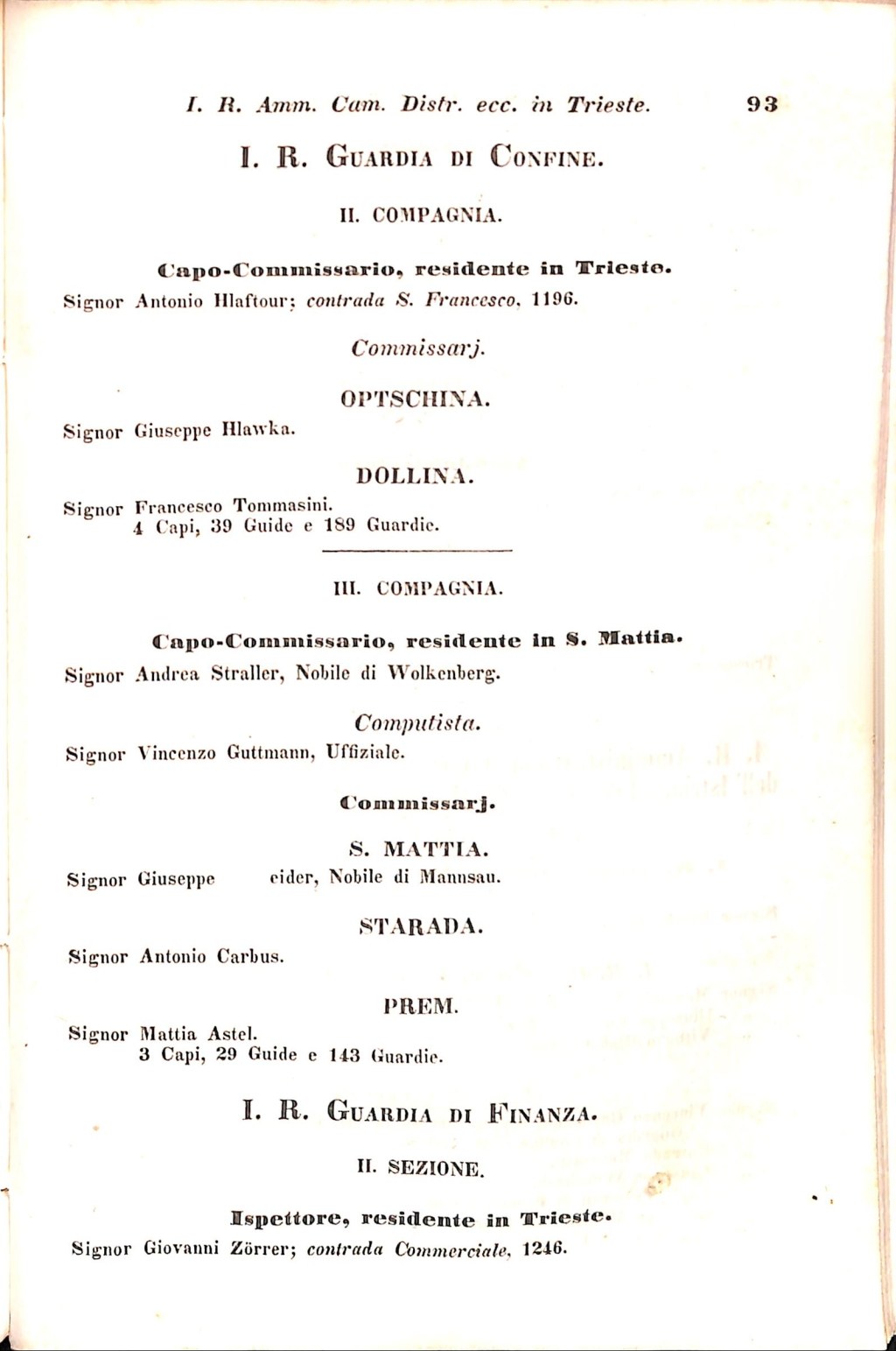 Scematismo dell'I. R. Litorale Austro-Illirico ed unitovi Indicatore generale della Città di Tr  · Str. 113