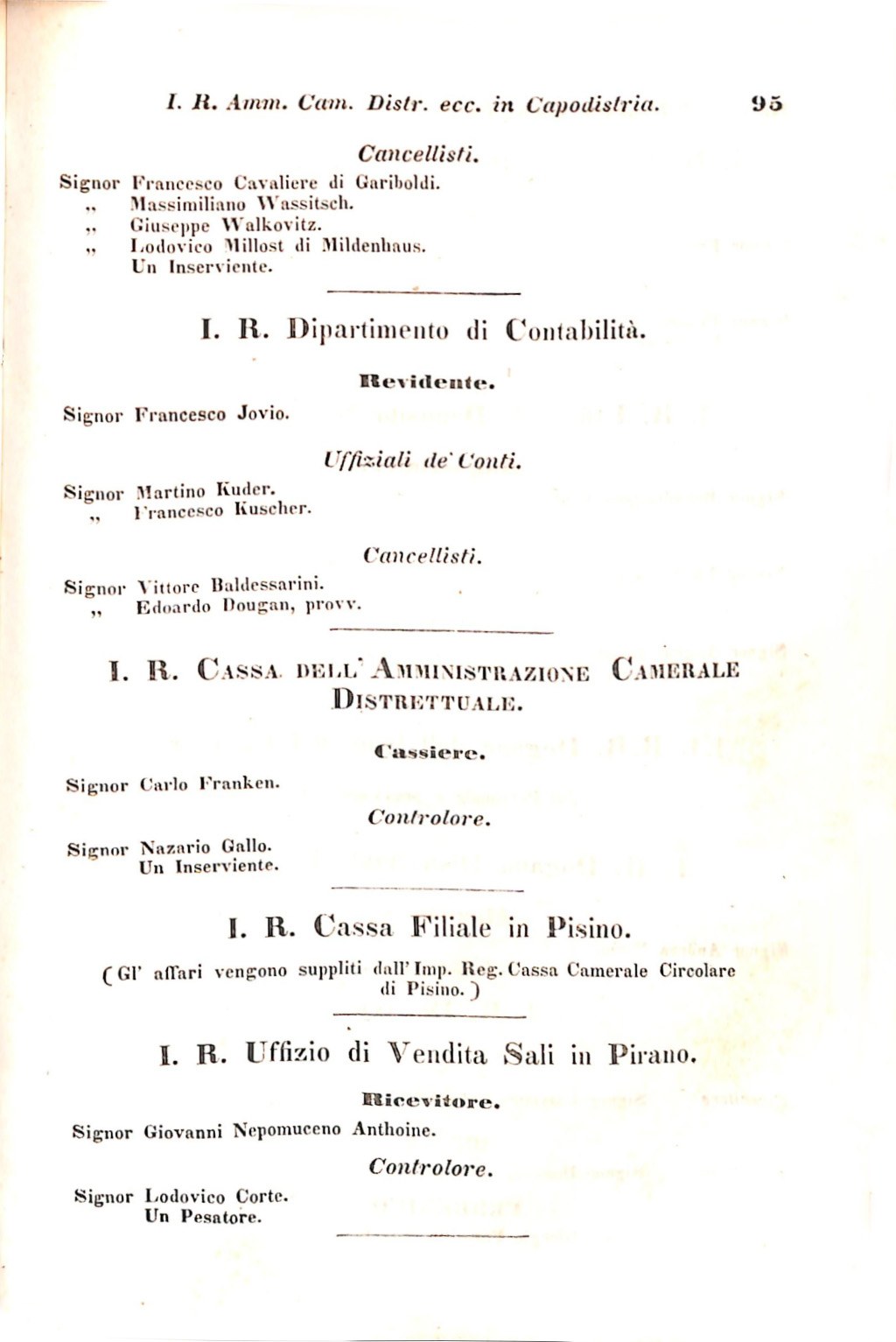 Scematismo dell'I. R. Litorale Austro-Illirico ed unitovi Indicatore generale della Città di Tr  · Str. 115