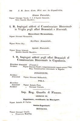 Scematismo dell'I. R. Litorale Austro-Illirico ed unitovi Indicatore generale della Città di Tr  · Str. 118