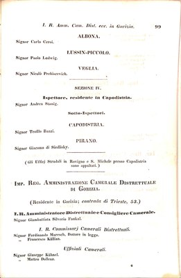 Scematismo dell'I. R. Litorale Austro-Illirico ed unitovi Indicatore generale della Città di Tr  · Str. 119