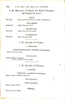 Scematismo dell'I. R. Litorale Austro-Illirico ed unitovi Indicatore generale della Città di Tr  · Str. 122
