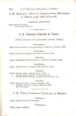 Scematismo dell'I. R. Litorale Austro-Illirico ed unitovi Indicatore generale della Città di Tr  · Str. 124