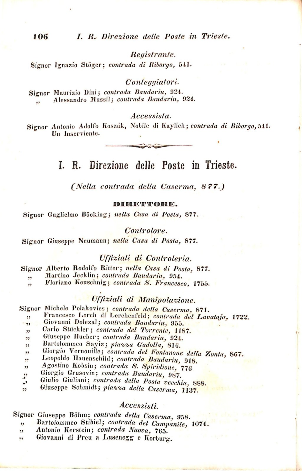 Scematismo dell'I. R. Litorale Austro-Illirico ed unitovi Indicatore generale della Città di Tr  · Str. 126