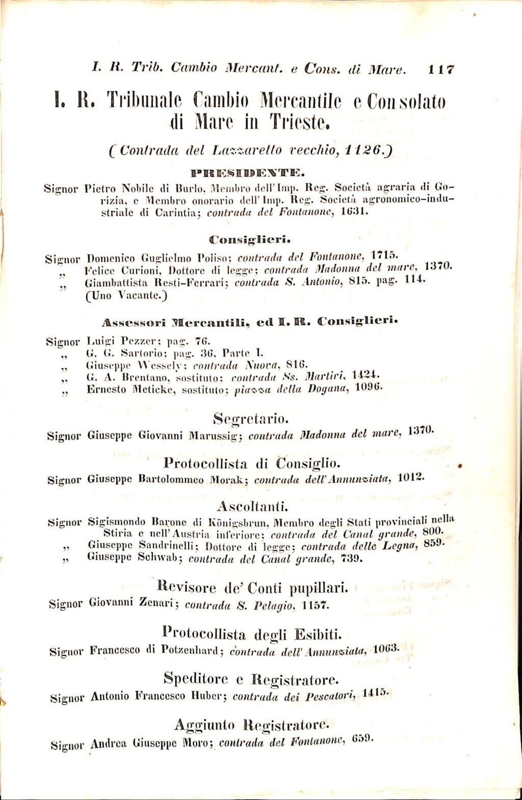 Scematismo dell'I. R. Litorale Austro-Illirico ed unitovi Indicatore generale della Città di Tr  · Str. 137