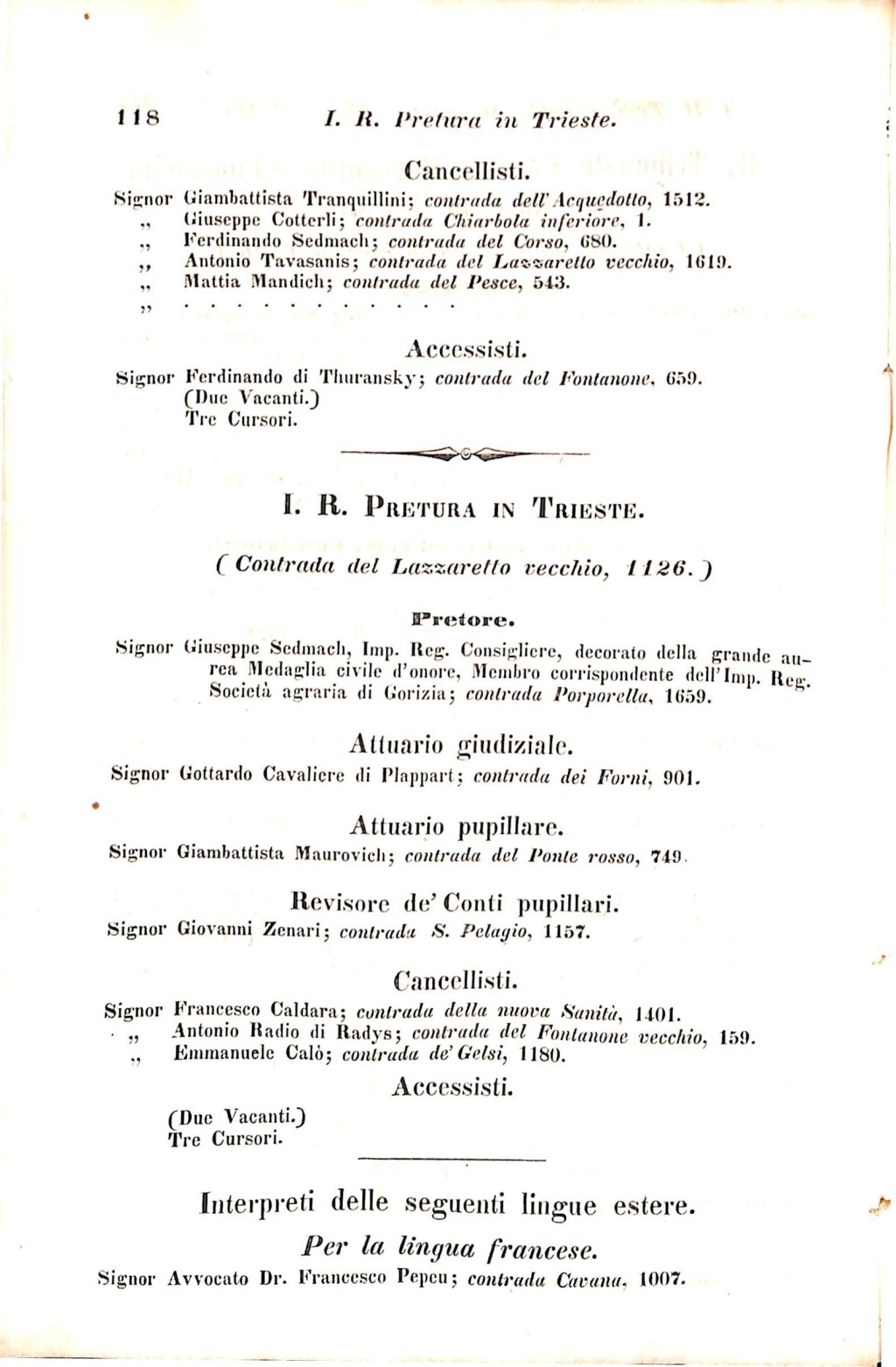 Scematismo dell'I. R. Litorale Austro-Illirico ed unitovi Indicatore generale della Città di Tr  · Str. 138