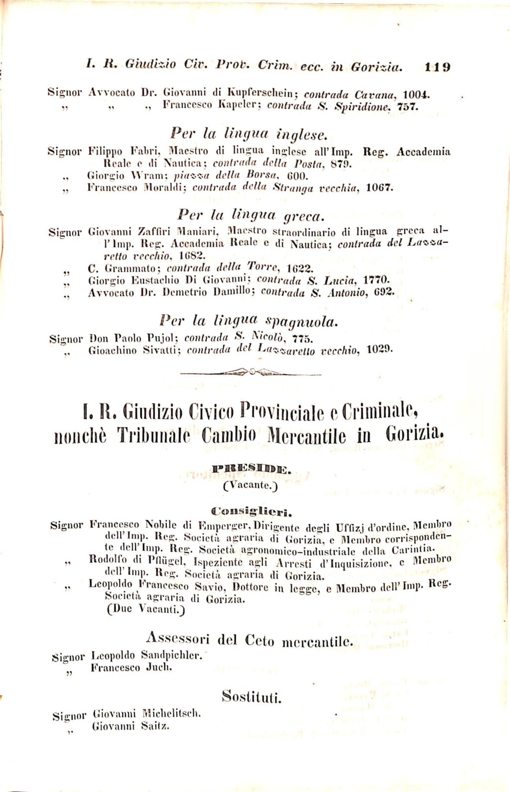 Scematismo dell'I. R. Litorale Austro-Illirico ed unitovi Indicatore generale della Città di Tr  · Str. 139