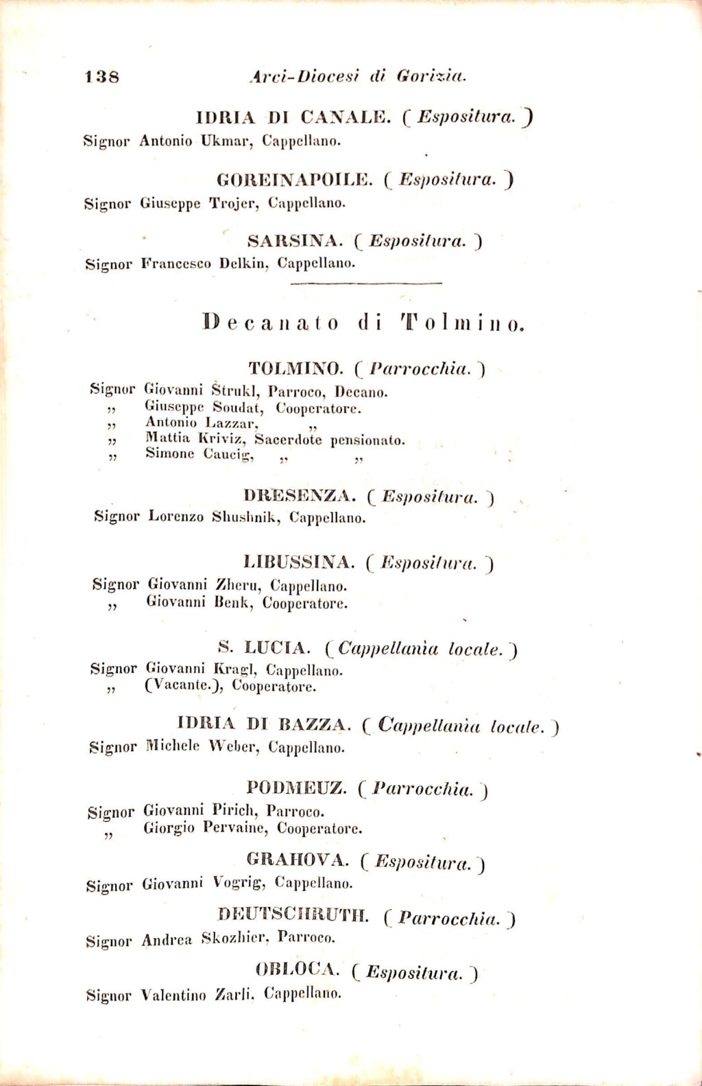 Scematismo dell'I. R. Litorale Austro-Illirico ed unitovi Indicatore generale della Città di Tr  · Str. 158
