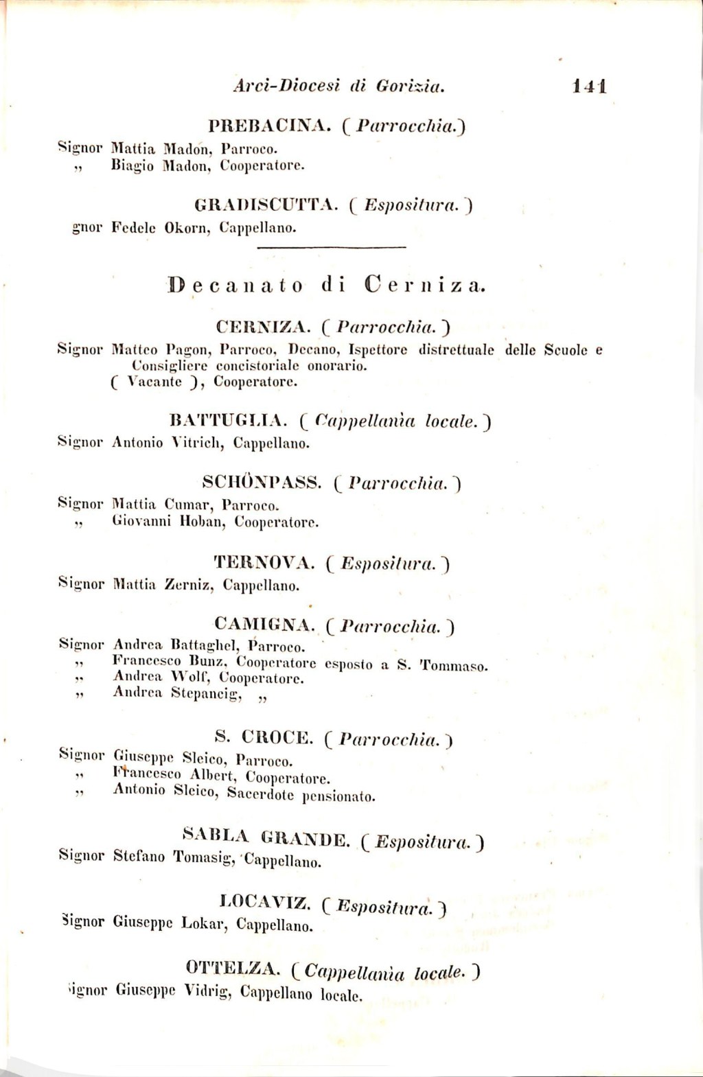 Scematismo dell'I. R. Litorale Austro-Illirico ed unitovi Indicatore generale della Città di Tr  · Str. 161