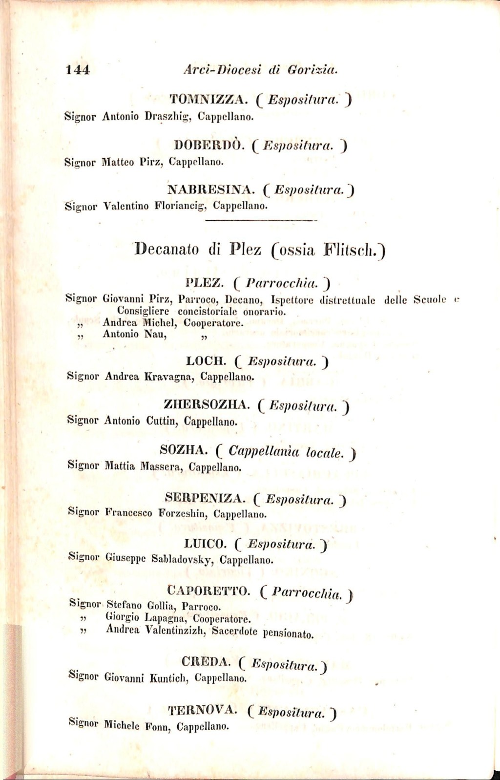 Scematismo dell'I. R. Litorale Austro-Illirico ed unitovi Indicatore generale della Città di Tr  · Str. 164