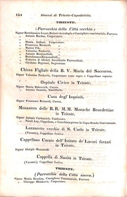 Scematismo dell'I. R. Litorale Austro-Illirico ed unitovi Indicatore generale della Città di Tr  · Str. 174