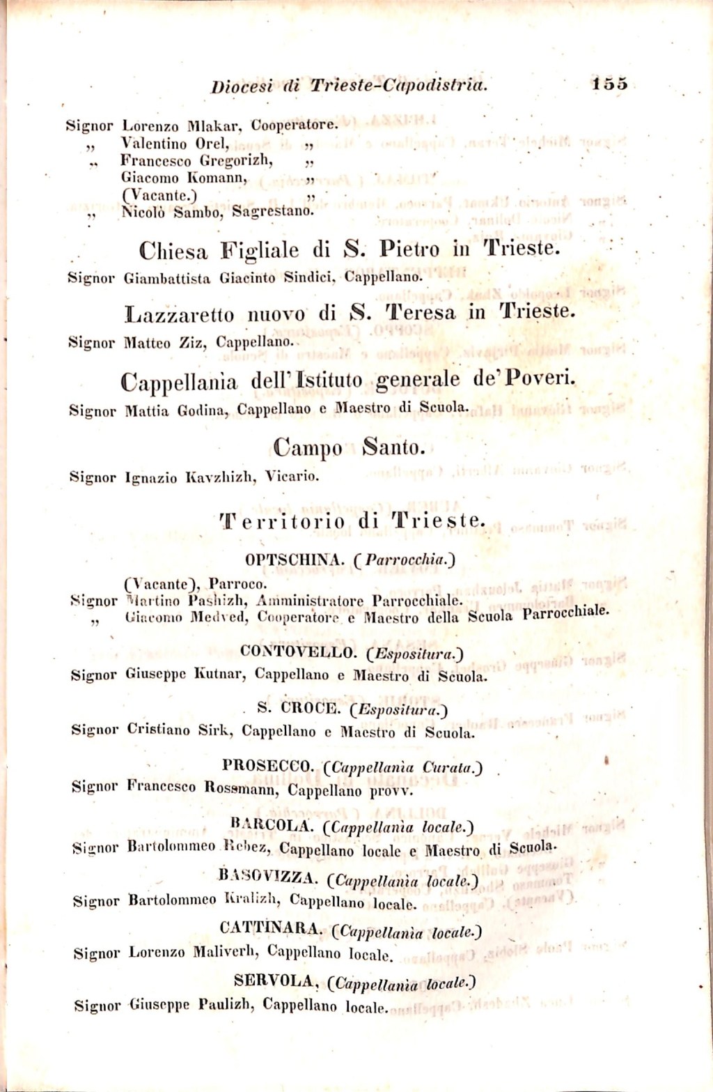 Scematismo dell'I. R. Litorale Austro-Illirico ed unitovi Indicatore generale della Città di Tr  · Str. 175