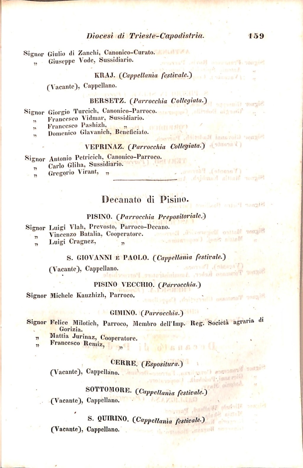Scematismo dell'I. R. Litorale Austro-Illirico ed unitovi Indicatore generale della Città di Tr  · Str. 179