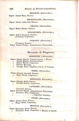 Scematismo dell'I. R. Litorale Austro-Illirico ed unitovi Indicatore generale della Città di Tr  · Str. 182