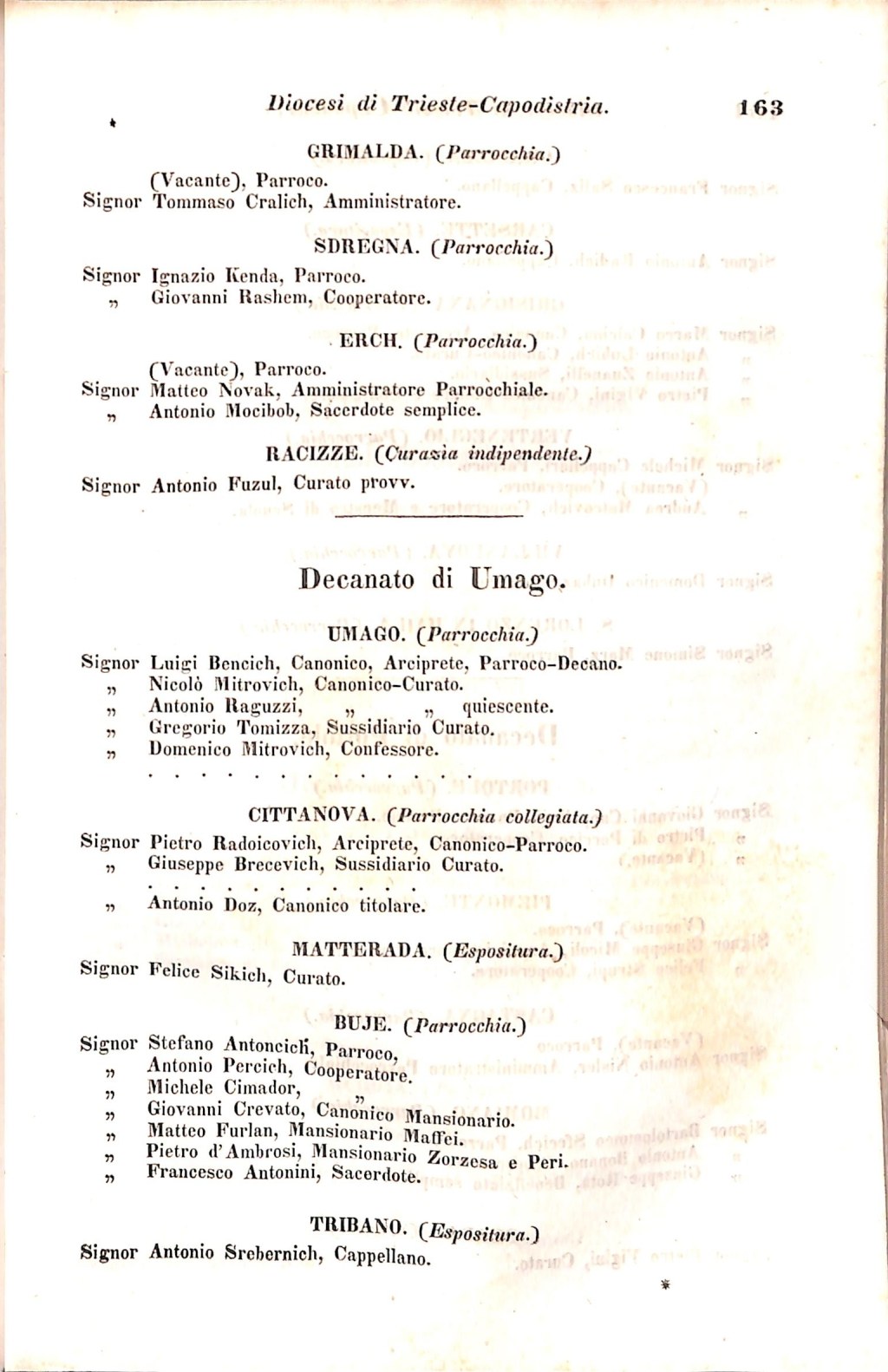 Scematismo dell'I. R. Litorale Austro-Illirico ed unitovi Indicatore generale della Città di Tr  · Str. 183