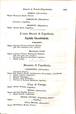 Scematismo dell'I. R. Litorale Austro-Illirico ed unitovi Indicatore generale della Città di Tr  · Str. 185