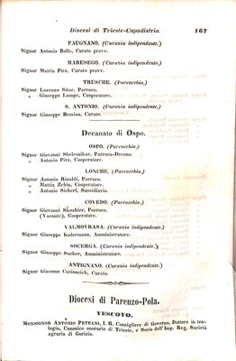 Scematismo dell'I. R. Litorale Austro-Illirico ed unitovi Indicatore generale della Città di Tr  · Str. 187