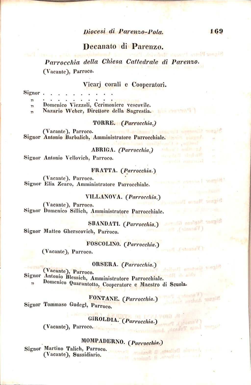 Scematismo dell'I. R. Litorale Austro-Illirico ed unitovi Indicatore generale della Città di Tr  · Str. 189