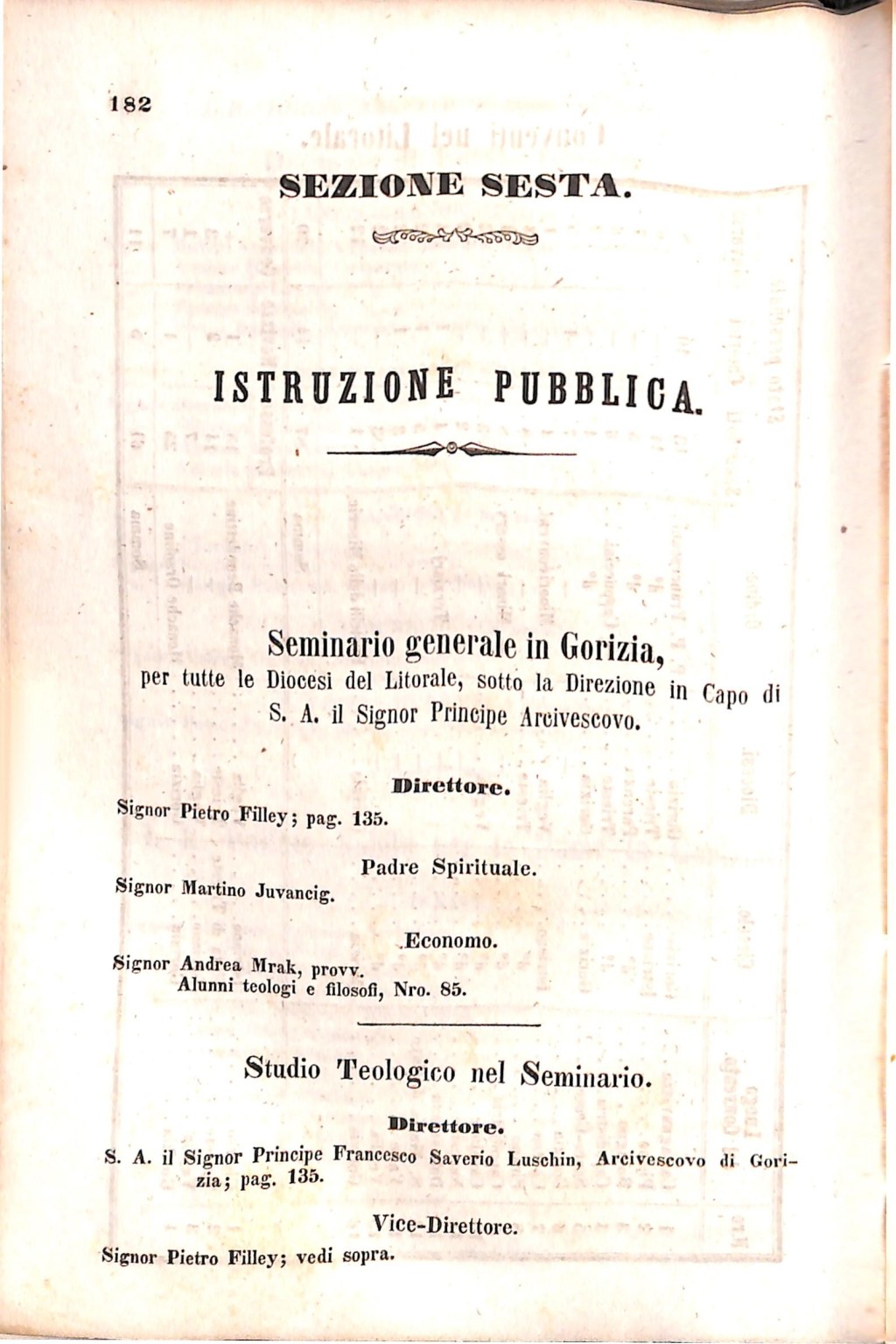 Scematismo dell'I. R. Litorale Austro-Illirico ed unitovi Indicatore generale della Città di Tr  · Str. 202