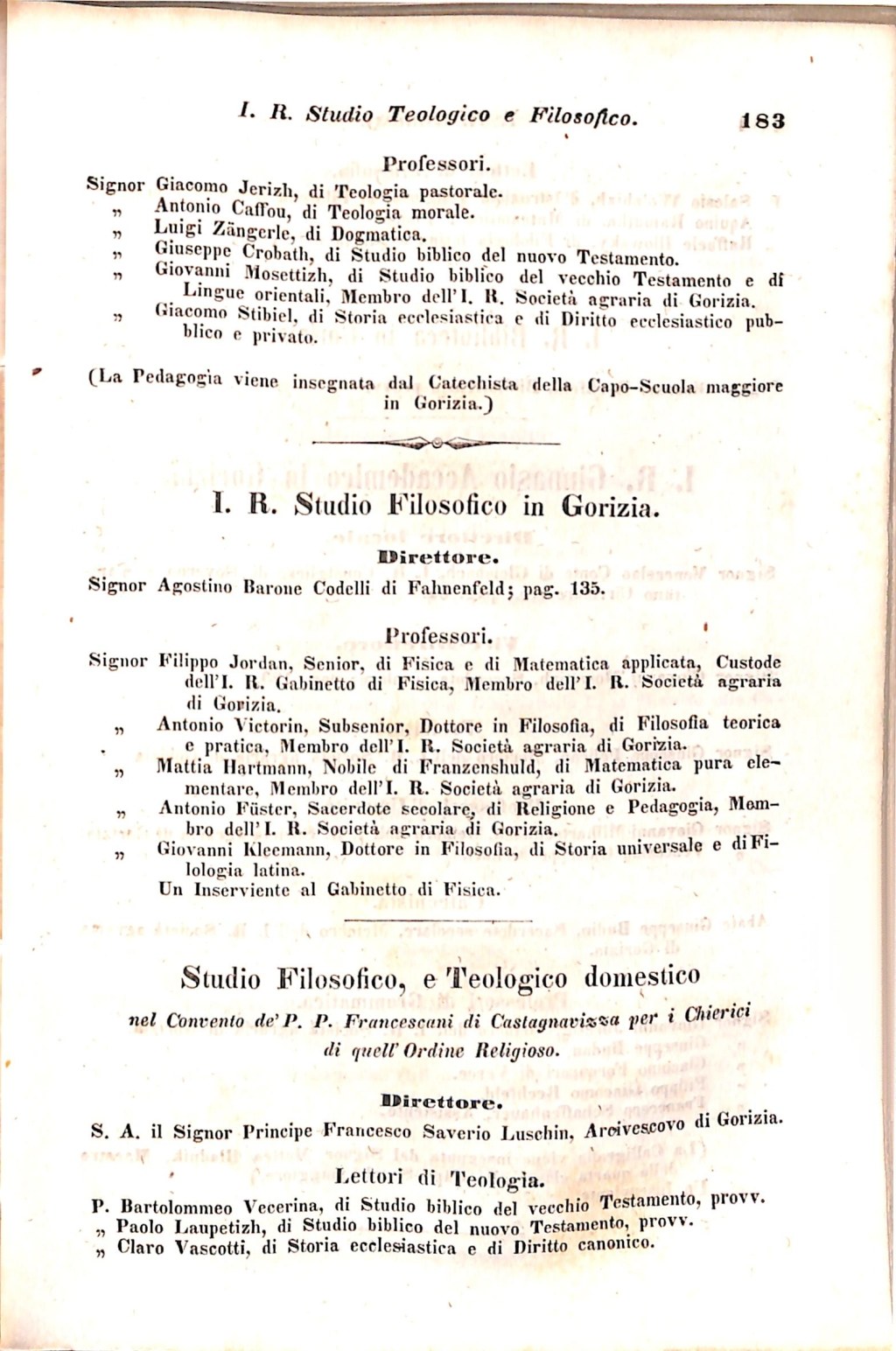 Scematismo dell'I. R. Litorale Austro-Illirico ed unitovi Indicatore generale della Città di Tr  · Str. 203