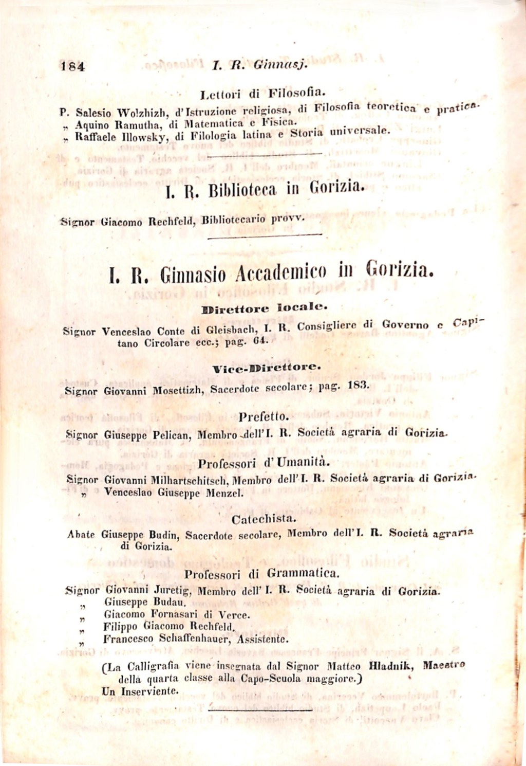 Scematismo dell'I. R. Litorale Austro-Illirico ed unitovi Indicatore generale della Città di Tr  · Str. 204