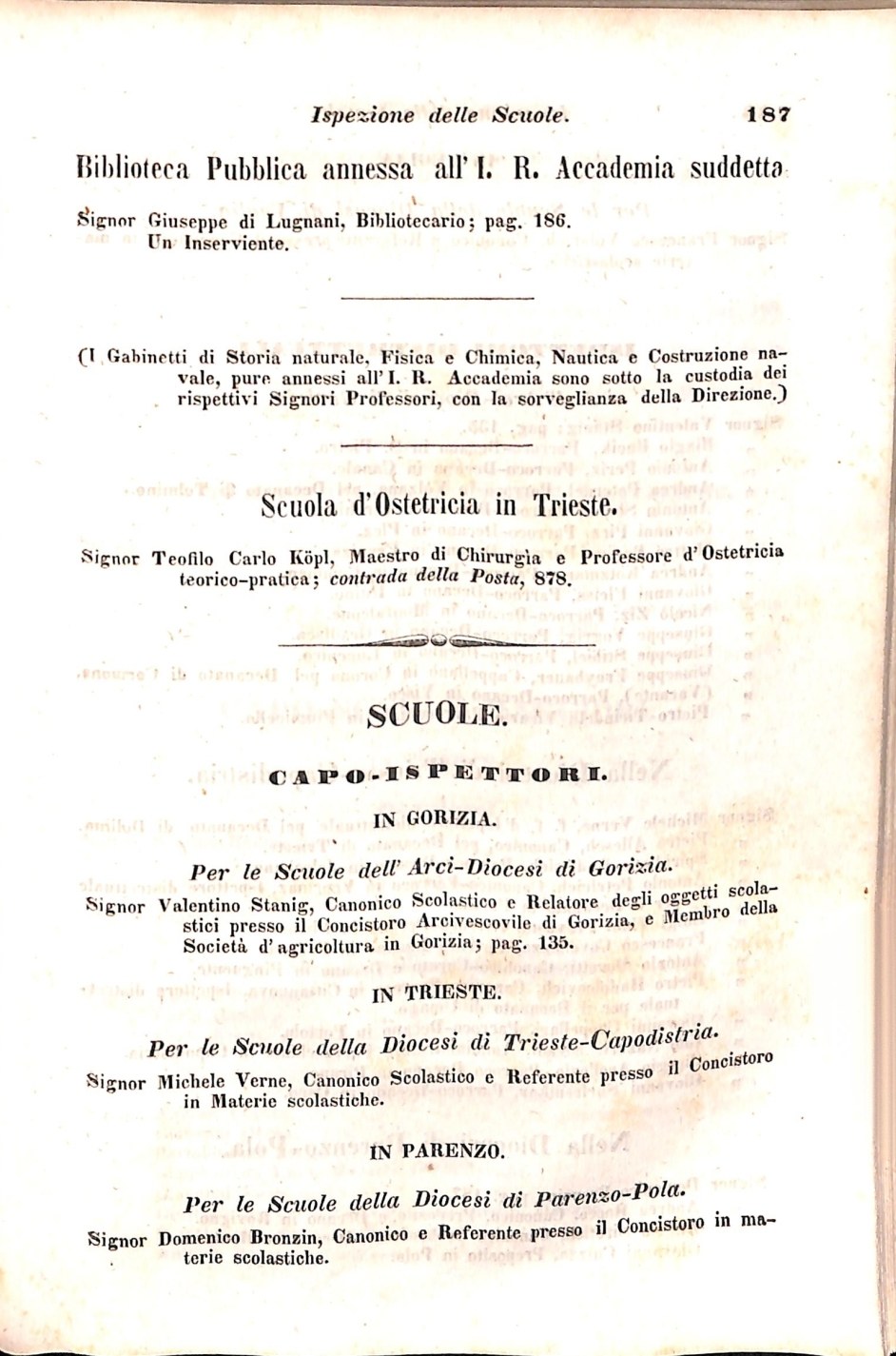 Scematismo dell'I. R. Litorale Austro-Illirico ed unitovi Indicatore generale della Città di Tr  · Str. 207