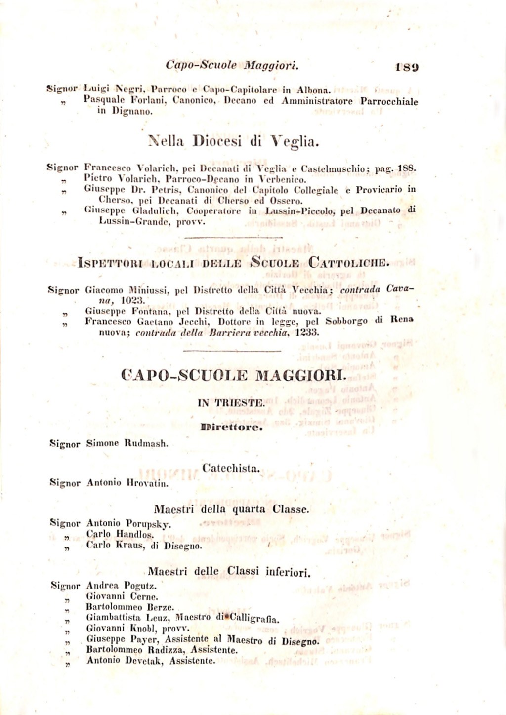 Scematismo dell'I. R. Litorale Austro-Illirico ed unitovi Indicatore generale della Città di Tr  · Str. 209